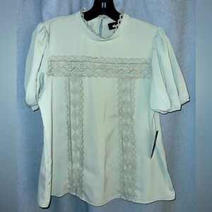 Crochet design with High neck and Puff Sleeve Blouse